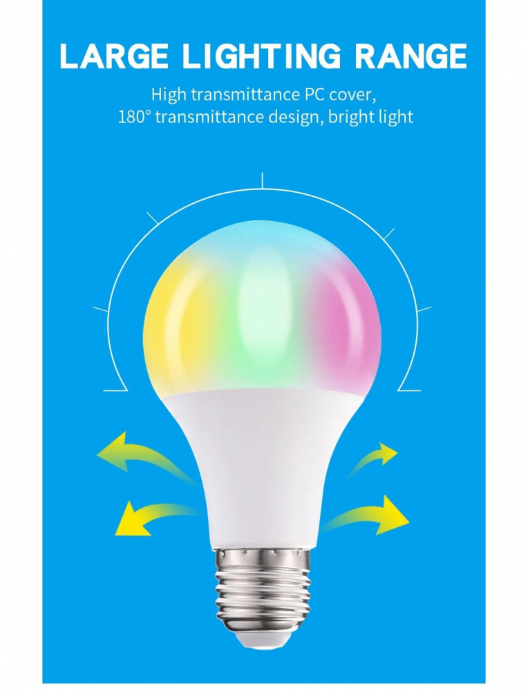 Bec LED RGB cu Telecomanda, Lumina Reglabila, 10 W, 16 Culori, 4 Tipuri de Jocuri de Lumini [6]