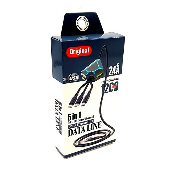 CABLU DE DATE 5 in 1 USB Expansion Fast-2,4 A-ALB [1]