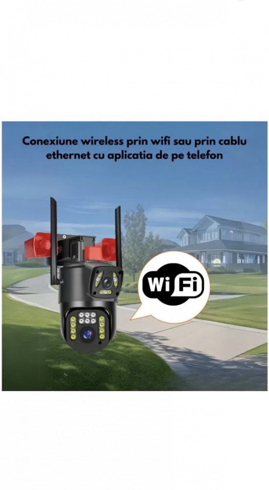 Camera de supraveghere video dubla profesionala, ST DUAL Pro, 6MP, Exterior/Interior, ULTRA HD 2K, zoom, Rotire 355 grade, Leduri lumina rosu/albastru, Functie WiFi, Comunicare Bidirectionala, Senzor  [2]