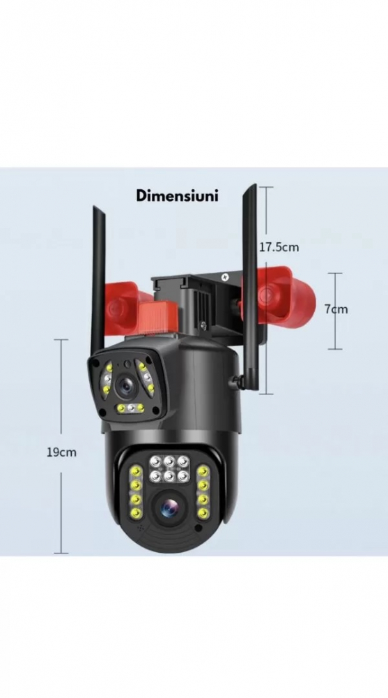 Camera de supraveghere video dubla profesionala, ST DUAL Pro, 6MP, Exterior/Interior, ULTRA HD 2K, zoom, Rotire 355 grade, Leduri lumina rosu/albastru, Functie WiFi, Comunicare Bidirectionala, Senzor  [5]