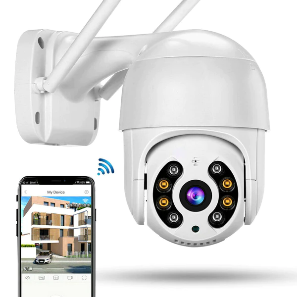 Camera de Supraveghere Wireless ALG™ , 5MP,Interior/Exterior 2 Antene,Rezista la ploaie si inghet,Senzori de miscare,Alarma acustica si luminoasa,Vedere Live pe telefon,Alb [2]