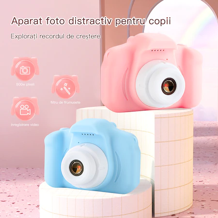 Camera foto digitala pentru copii, + card 32 GB Cadou, Functie foto/video, Full HD, 1080P,  4h autonomie,3h incarcare completaAlbastru [4]