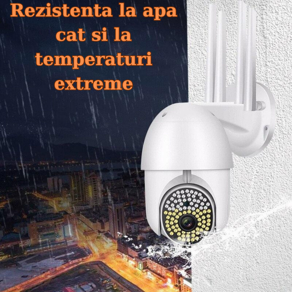 Camera de Supraveghere ALG™, Rotativa 5 MP, + CARD 32GB CADOU, 4 Antene, Rotire 360° IP WiFi, 100 LED-uri, Raza 100 de Metri,Alarma luminoasa si acustica, Senzor de miscare, Vedere nocturna, Rezistent [9]
