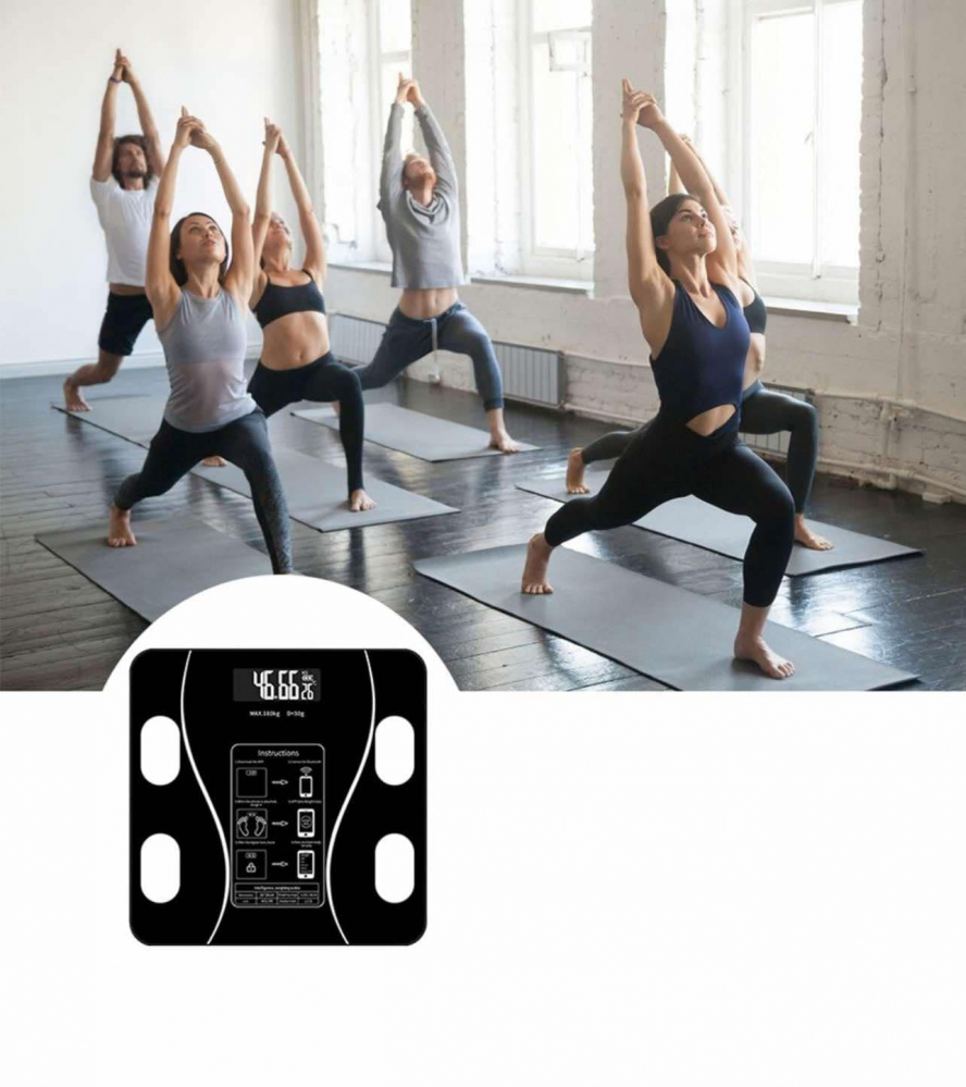 Cantar Electronic Inteligent Cu Aplicatie Smart, Corporal, Ecran Digital Iluminat, Termometru, Suporta Maxim 180 Kg, Baterii, Negru [3]