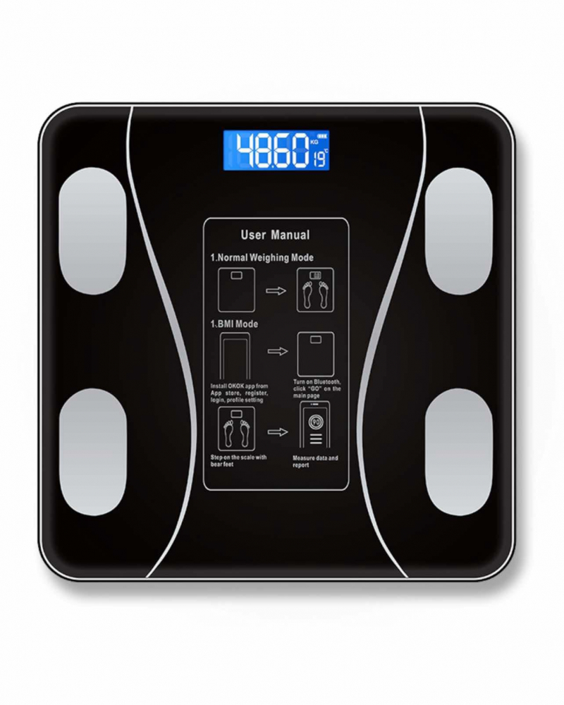 Cantar Electronic Inteligent Cu Aplicatie Smart, Corporal, Ecran Digital Iluminat, Termometru, Suporta Maxim 180 Kg, Baterii, Negru [9]