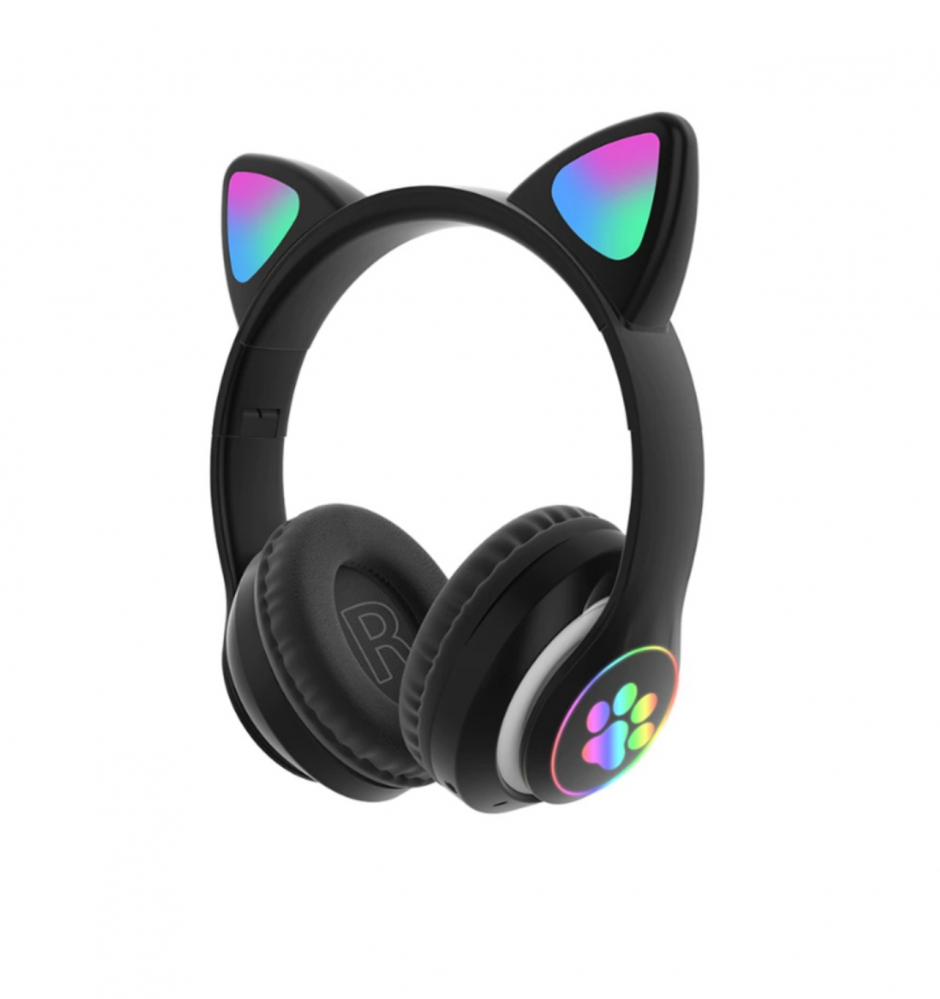 Casti Wireless pentru Copii, ALG™, Bluetooth 5.0, Microfon, Card TF, Model urechi de pisica, Iluminare LED [2]