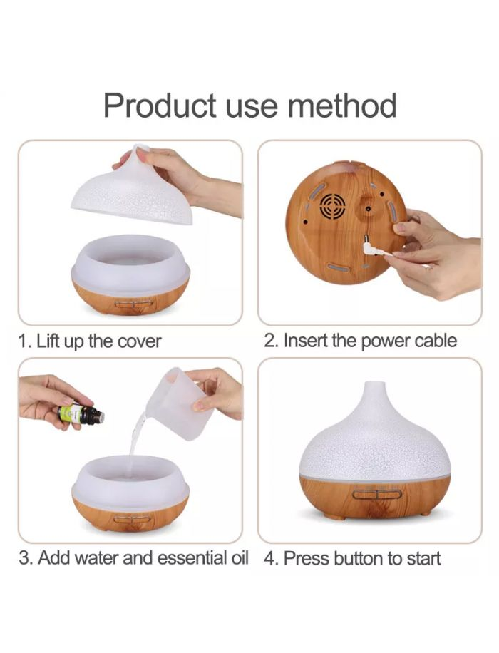 Difuzor Aromaterapie Ultrasonic 500ml, Umidificator 7 culori +Telecomanda [3]