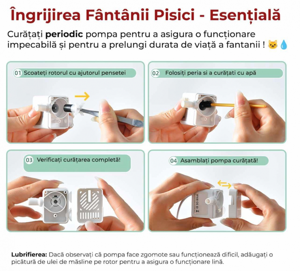 Dispenser apa automat tip fantana, pentru pisici si caini, cu purificare si filtrare prin carbune activ, silentios, led luminos, 3L, adaptor priza, Negru [11]