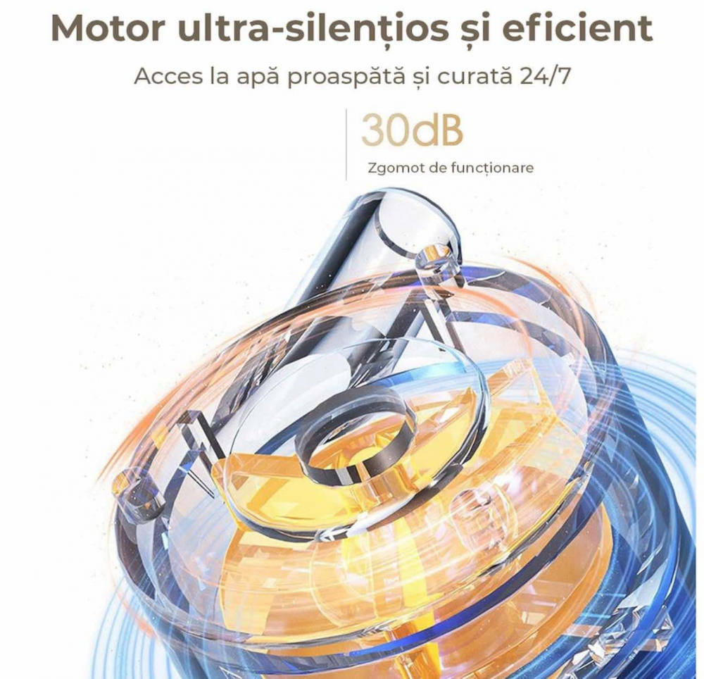 Dispenser apa automat tip fantana, pentru pisici si caini, cu purificare si filtrare prin carbune activ, silentios, led luminos, 3L, adaptor priza, Negru [12]