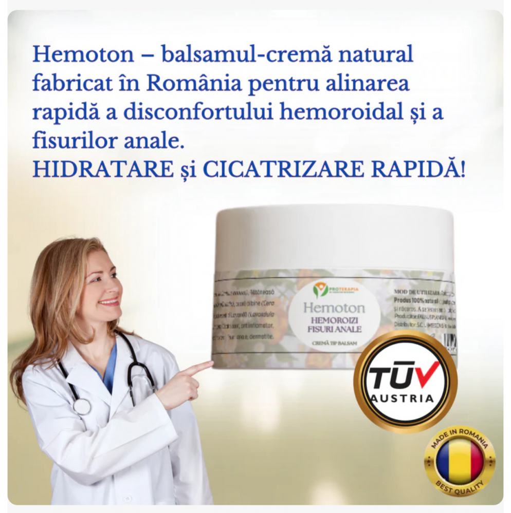 HemaTon 50 ml - Crema pentru Hemoroizi si Fisuri Anale cu Plante Medicinale, Ceară de Albine și Rășină de Brad, Efect in 24h, POTERAPIA [4]