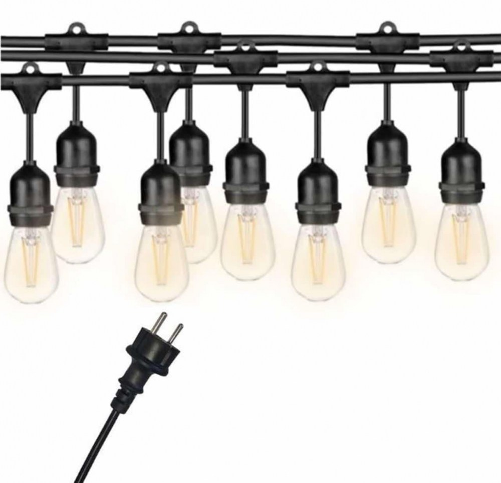 Instalatie Tip Ghirlanda Interior/Exterior/Gradina/Terasa, Becuri Tip Bulb, Lumina Calda, Interconectabila, Temperatura Culoare 3000K, Rezistenta La Apa, Cu Alimentare La Priza, 10 Metri [7]