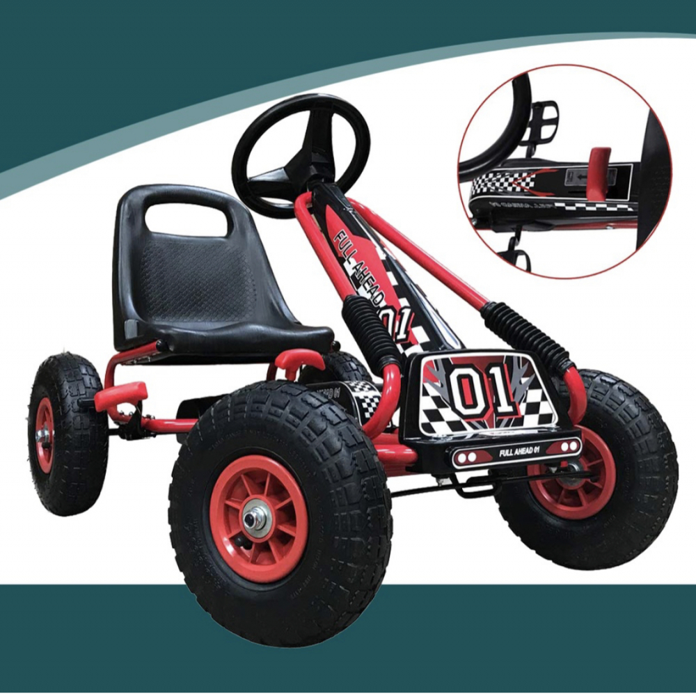 Kart cu pedale pentru copii Racer Air ,cu volan si scaun reglabil, Negru-Rosu [12]