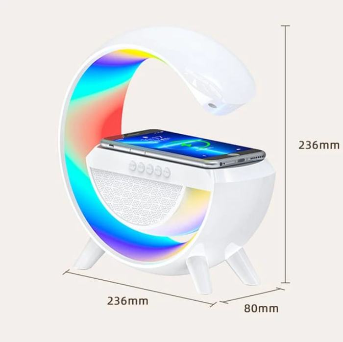 Lampa Smart 3 in 1, LED RGB si Incarcator Wireless Fast Charging 15W, Lumini Ambientale, Sincronizare muzicala, Acumulator,Difuzore, Bluetooth/FM/Card/Stick,apel telefonic [3]