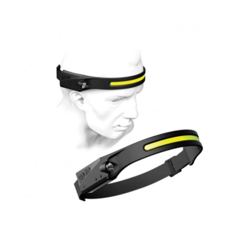 Lanterna de Cap LED, ALG™, Profesionala, Incarcare USB, Senzor Miscare, 4 Moduri Lumina, ABS / Silicon, IPX4, lumina laterala, Pentru Pescuit, Vanatoare, Munca, Negru [3]