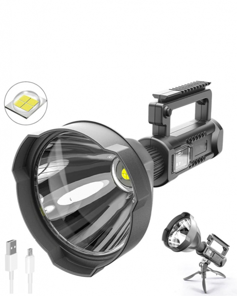 Lanterna Multifunctionala, ALG™Reincarcabila, Incarcare USB, LED, 4 Moduri De Iluminat, indicator baterie, 4800mAh, POWER BANK, Trepied, Negru [7]