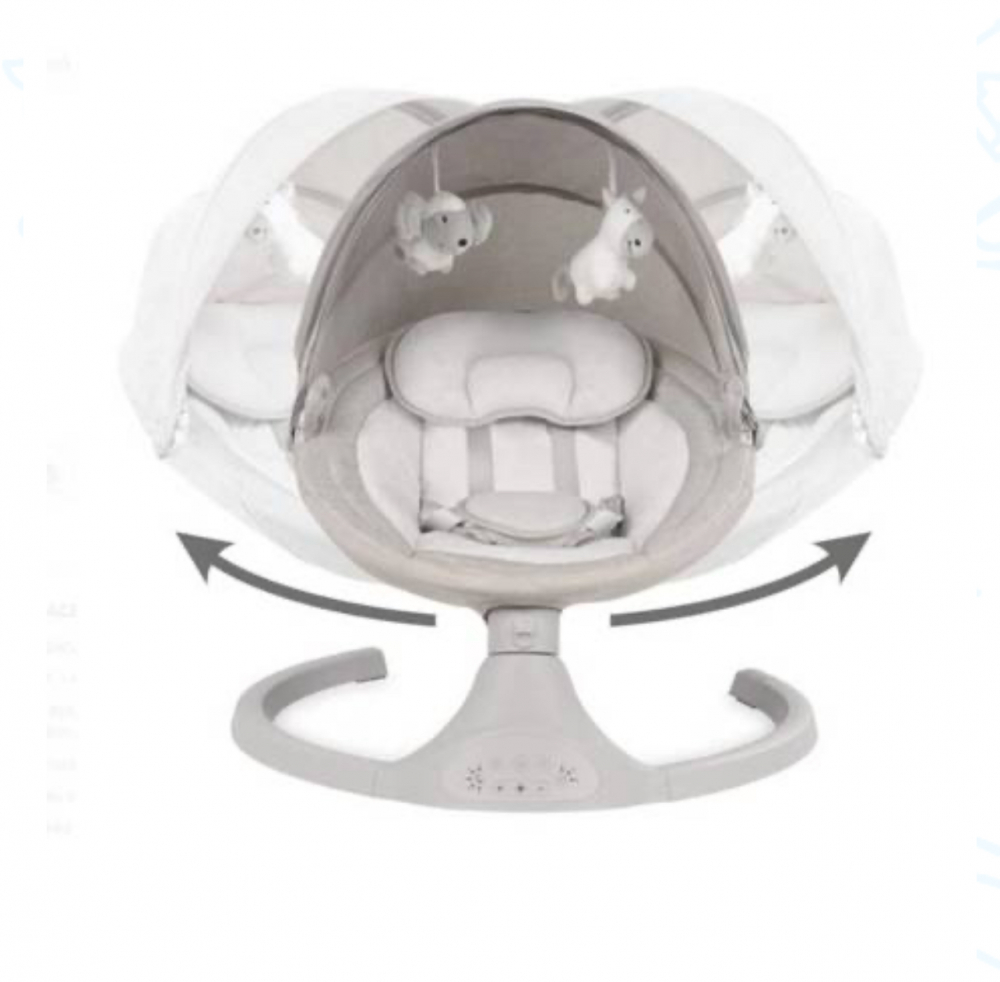 Leagăn Electric Bebeluși, Little Bird Balansoar pentru Bebe cu trepte de legănare, plasă protecție, conexiune Bluetooth, Telecomandă,USB, Jucării și Melodii ,Albastru [15]