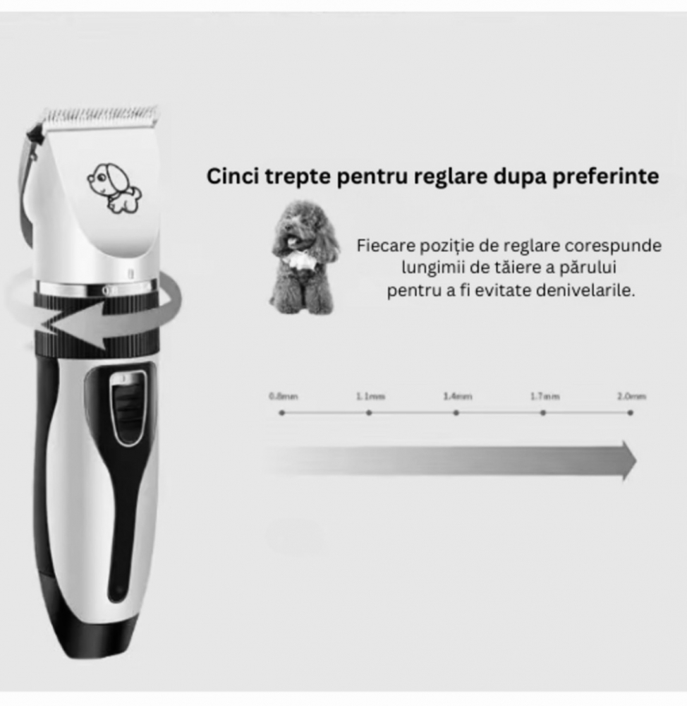 Masina Profesionala ALG™ Pentru Tuns Caini si Animale de Companie,Fata Fir, cu Acumulator si Accesorii Incluse, Autonomie 120 minute [6]