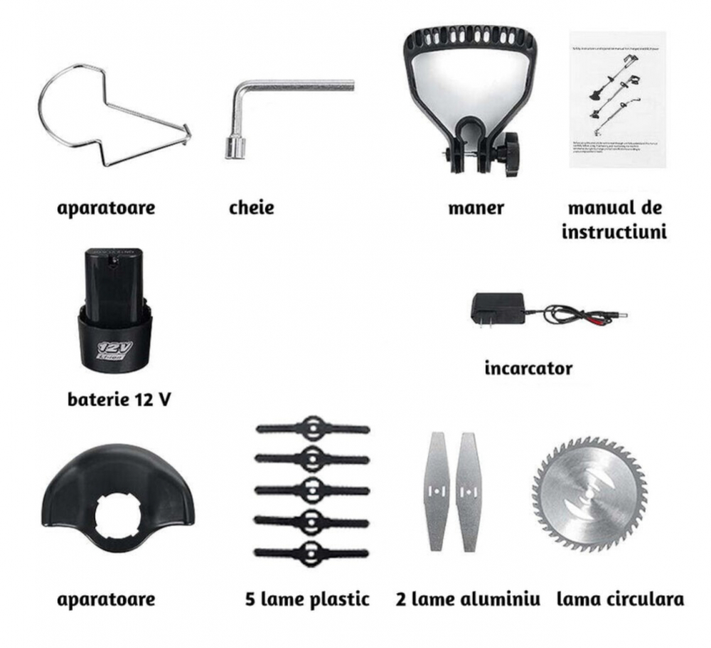 Motocoasa Electrica ALG™, pentru taiat iarba, extensibila, 2 Acumulatori, Accesorii incluse, maner reglabil protectie lama 800 W, 18 000 RPM, Verde [6]