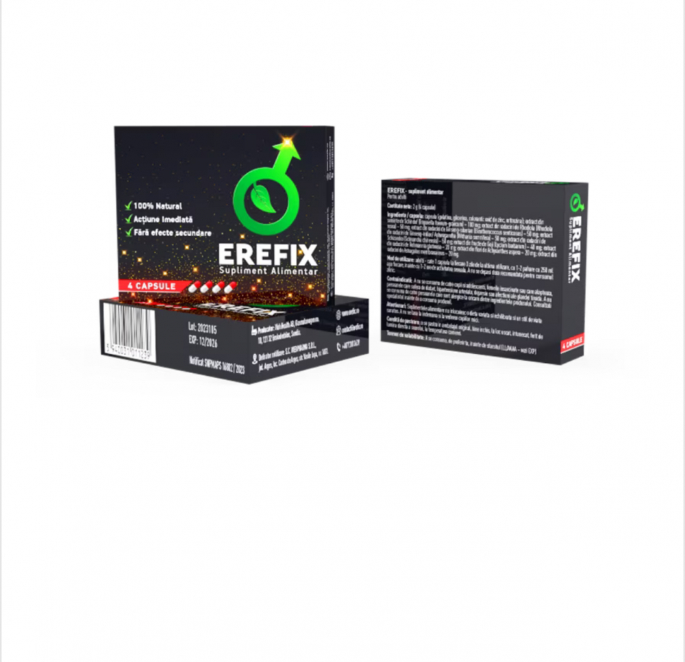 Pastile pentru potenta EREFIX, erectie si ejaculare precoce, cresterea apetitului sexual, formula 100% naturala cu efect rapid, 4 capsule [3]