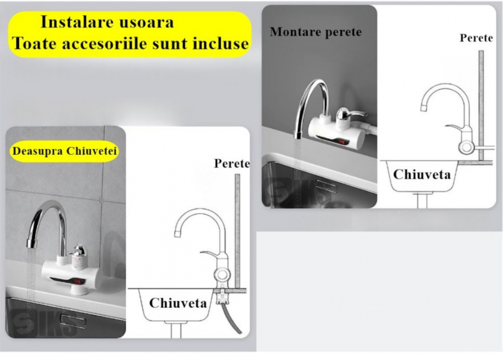 Robinet Electric ALG™ Instant cu Incalzire Instantanee a Apei, Afisaj LCD al Temperaturii, cu Montare Chiuveta, Alb [6]