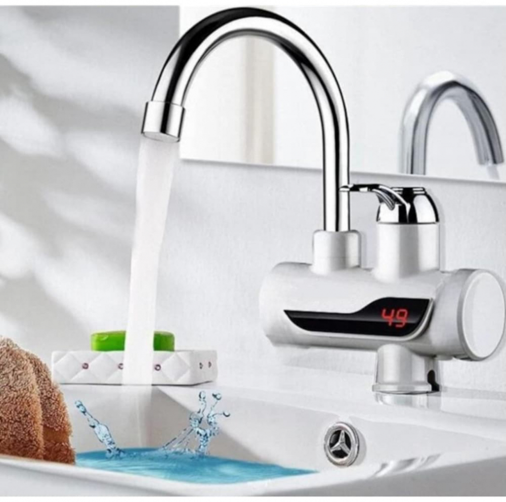 Robinet Electric ALG™ Instant cu Incalzire Instantanee a Apei, Afisaj LCD al Temperaturii, cu Montare Chiuveta, Alb [4]