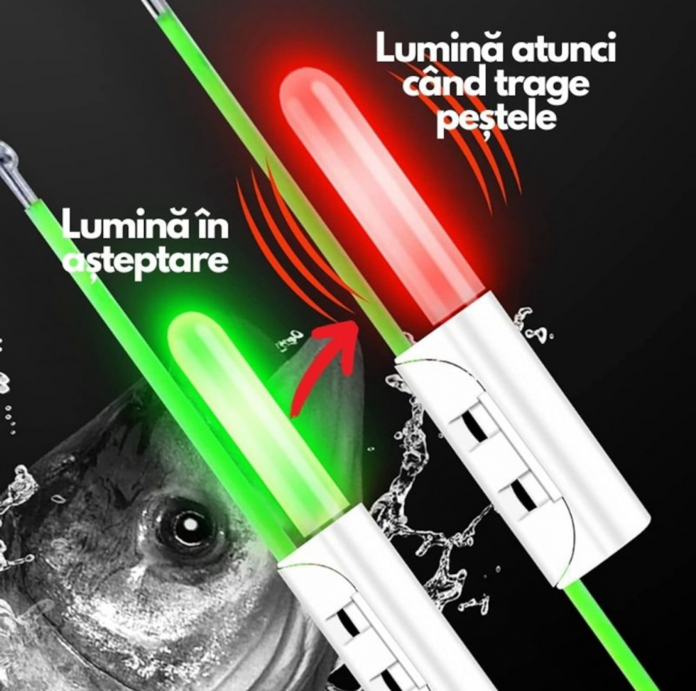 Set 2 Avertizori, Semnalizatori Inteligenti ALG™,+ 2 Acumulatori Reincarcabili,+ Incarcator dublu USB, pentru Lanseta Feeder, Pescuit de Noapte cu Schimbare de Culoare la Trasatura Pestelui,Pescuit St [3]