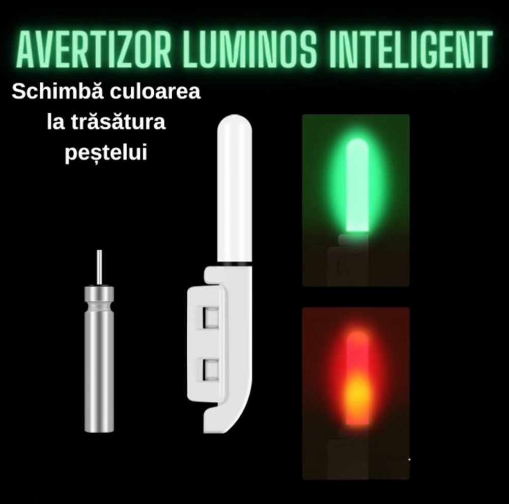 Set 2 Avertizori, Semnalizatori Inteligenti ALG™,+ 2 Acumulatori Reincarcabili,+ Incarcator dublu USB, pentru Lanseta Feeder, Pescuit de Noapte cu Schimbare de Culoare la Trasatura Pestelui,Pescuit St [6]