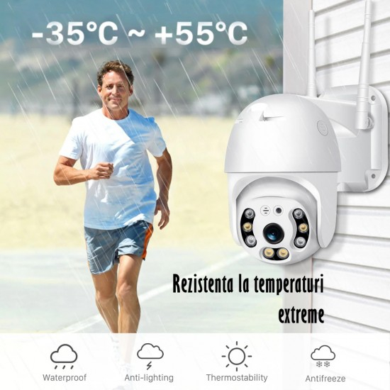 Set 2x CAMERE ROTATIVE + CARD 32GB inclus, 5mp IP supraveghere 63 LED HD 1944P WIFI 5MP C Camera de securitate interior/exterior 2 antene,rezista la ploaie si inghet [9]