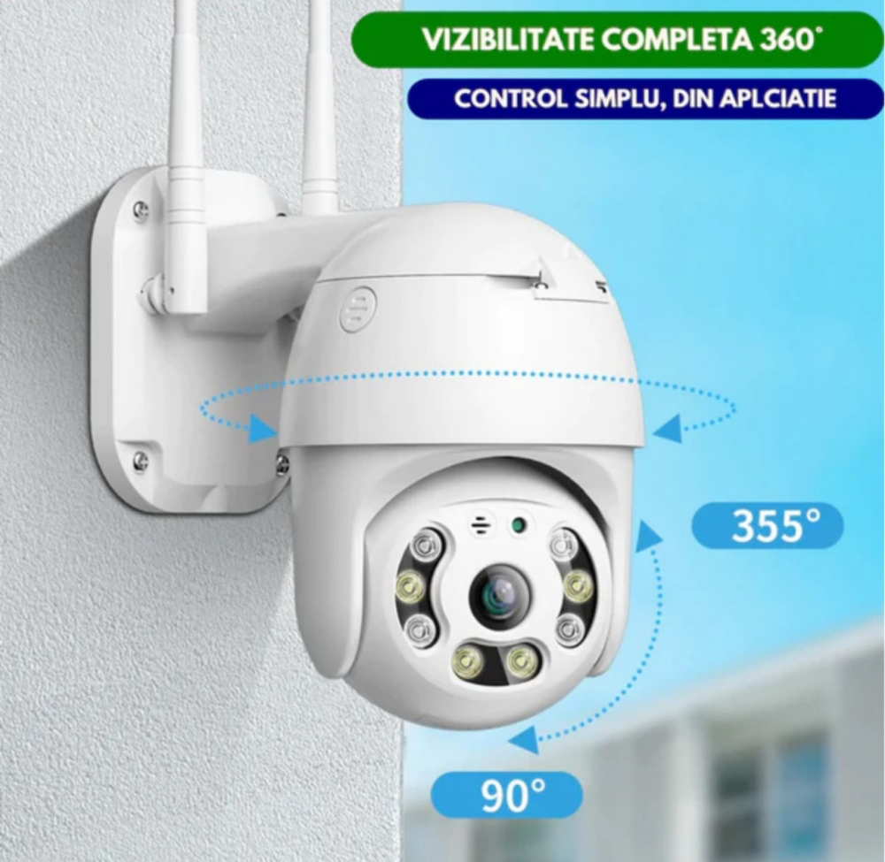 Set 3x Camere Supraveghere 5MP, ALG™ + CARD 32GB , Aplicatie YCC 365 Plus, 63 LED HD 2 Antene,Rezista la Ploaie si Inghet, Alb [4]