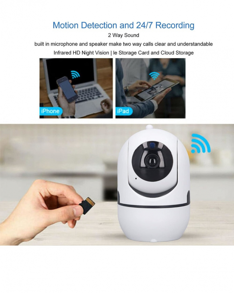 Set Baby Monitor Wireless , Monitorizare Video Audio Bebelusi , Vedere Nocturna, Sunet Bidirectional, Functie Push To Talk, Rotire Automata, Full HD 2MP 1920*1080, Senzor Miscare, Alb [10]