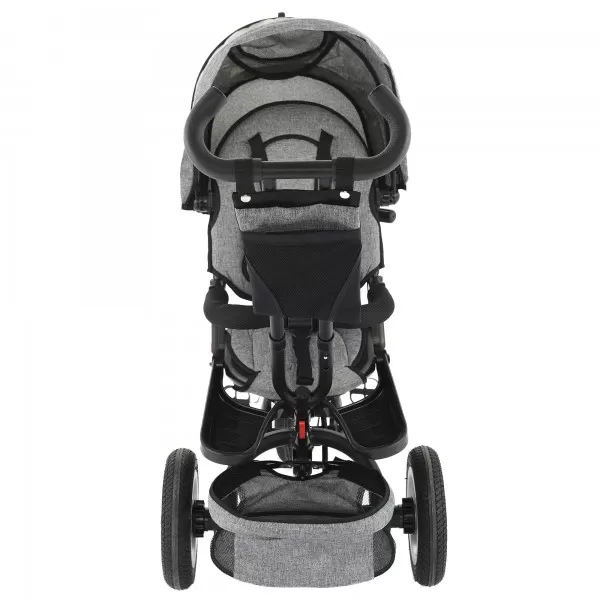 Tricicleta 4 in 1 Rotativa cu Pozitie de Somn,Roti de Cauciuc,Maner reglabil,Centura de Siguranta,Scaun Reversibil,Cadru Otel Little Bird ,Gri [7]