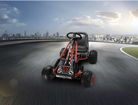 Kart cu pedale pentru copii Racer Air ,cu volan si scaun reglabil, Negru-Rosu [5]