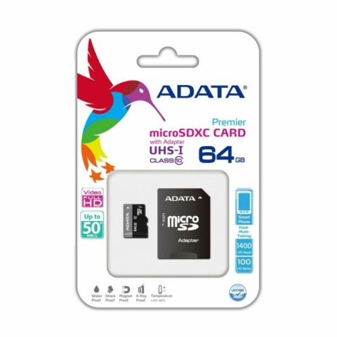 ELECTRONICE & GADGETURI - ADATA CARD MICROSD Clasa 10 +ADAPTOR ADATA 64 GB
