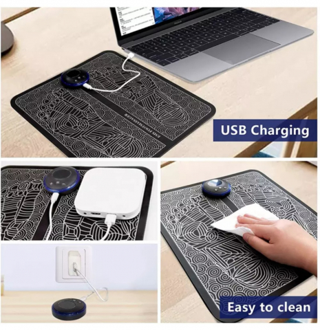 Aparat Masaj Picioare ALG™, Incarcare USB, Electrostimulare,Imbunatatirea Circulatiei, Negru/Alb, 19 niveluri de intensitate [14]