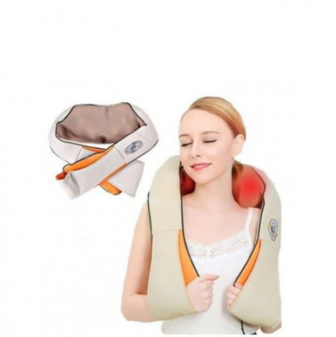 Aparat pentru Masaj ALG™ , Gat si Umeri cu Infrarosu, miscare circulara, 24W, Incarcator 220v si incarcator auto inclus, Bej [11]