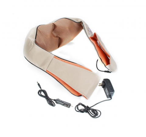 Aparat pentru Masaj ALG™ , Gat si Umeri cu Infrarosu, miscare circulara, 24W, Incarcator 220v si incarcator auto inclus, Bej [13]