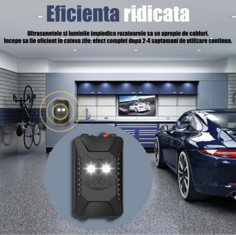 Aparat Profesional Repelent cu Ultrasunete ALG™ 2 in 1 pentru auto si casa cu lumini intermitente, anti rozatoare, anti sobolani, anti insecte, frecventa 18kHz-36kHz, acoperire extinsa 360°, Negru Mat [6]