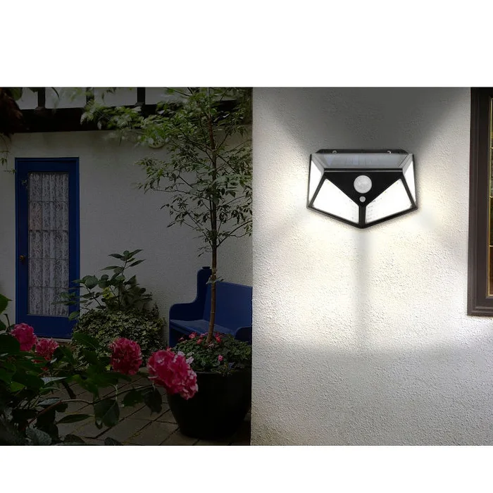 Aplica solara cu LED, cu senzor de miscare, 3 moduri de iluminare, neagra [2]