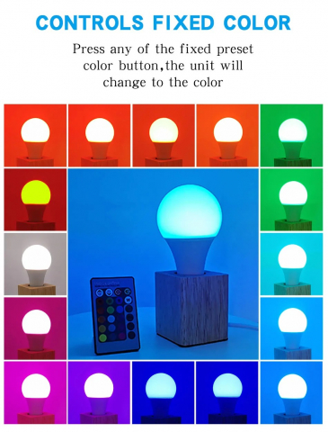 Bec LED RGB cu Telecomanda, Lumina Reglabila, 10 W, 16 Culori, 4 Tipuri de Jocuri de Lumini [1]