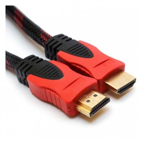 ELECTRONICE & GADGETURI - Cablu HDMI, lungime 10 metri, cu filtre, ranforsat , protectie material textil, semnal audio si video Full HD 1080p,material conector placat cu aur Negru-Rosu
