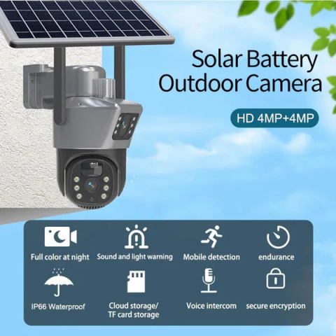 Camera De Supraveghere Cu Panou Solar,4G,Senzor De Miscare,Lentile Duble,4G HD 8MP [6]