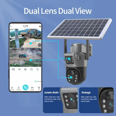 Camera De Supraveghere Cu Panou Solar,4G,Senzor De Miscare,Lentile Duble,4G HD 8MP [5]