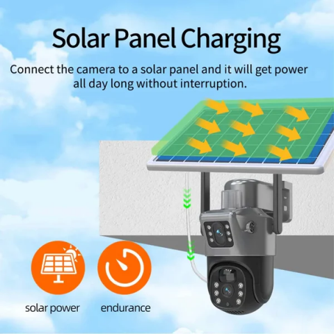 Camera De Supraveghere Cu Panou Solar,4G,Senzor De Miscare,Lentile Duble,4G HD 8MP [3]