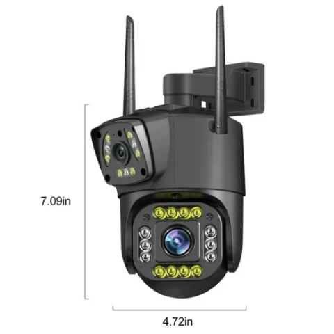 Camera de Supraveghere IP Dubla Inteligenta 360, 4G, cablu lan 4K, 8 MP. 1080P, Zoom Optic 10X, Detectie Miscare si Urmarire, Night Vision, Rezistenta la Apa, Interior/Exterior, Alerta Miscare, Aplica [2]