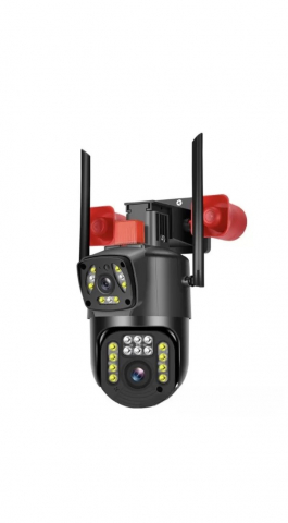 Camere Video,Audio,Spionaj - Camera de supraveghere video dubla profesionala, ST DUAL Pro, 6MP, Exterior/Interior, ULTRA HD 2K, zoom, Rotire 355 grade, Leduri lumina rosu/albastru, Functie WiFi, Comunicare Bidirectionala, Senzor 