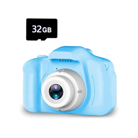 Camera foto digitala pentru copii, + card 32 GB Cadou, Functie foto/video, Full HD, 1080P,  4h autonomie,3h incarcare completaAlbastru