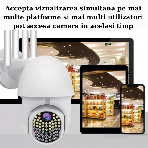 Camera de Supraveghere ALG™, Rotativa 5 MP, + CARD 32GB CADOU, 4 Antene, Rotire 360° IP WiFi, 100 LED-uri, Raza 100 de Metri,Alarma luminoasa si acustica, Senzor de miscare, Vedere nocturna, Rezistent [4]