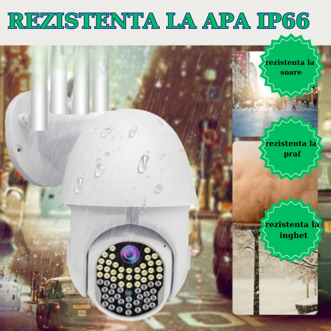 Camera de Supraveghere ALG™, Rotativa 5 MP, + CARD 32GB CADOU, 4 Antene, Rotire 360° IP WiFi, 100 LED-uri, Raza 100 de Metri,Alarma luminoasa si acustica, Senzor de miscare, Vedere nocturna, Rezistent [6]