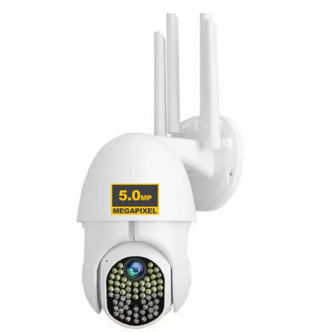 Camera de Supraveghere ALG™, Rotativa 5 MP, + CARD 32GB CADOU, 4 Antene, Rotire 360° IP WiFi, 100 LED-uri, Raza 100 de Metri,Alarma luminoasa si acustica, Senzor de miscare, Vedere nocturna, Rezistent [1]