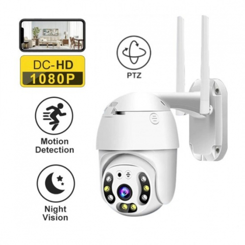 Camera Rotativa + CARD 32GB inclus, 5mp IP supraveghere 63 LED HD 1944P WIFI 5MP C Cameră de securitate interior/exterior 2 antene,rezista la ploaie si inghet [10]
